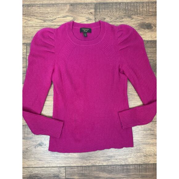 Charter Club Luxury Womens Pink Cashmere Ribbed Puff Sleeve Sweater Sz S - Picture 5 of 7